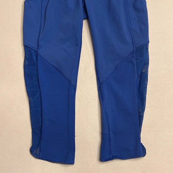 43. Lululemon Royal Blue Crop Leggings w/ Lace - Picture 3 of 6